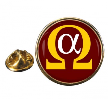 Alpha Omega Round Pin Badge