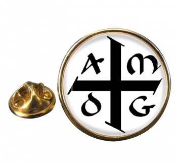 AMDG ad majorem Dei gloriam Round Pin Badge