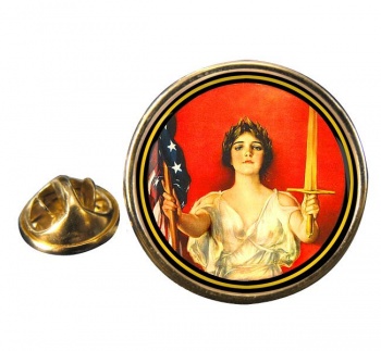 American Liberty Round Pin Badge