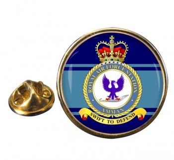 RAF Station Amman Round Pin Badge