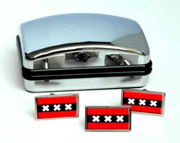 Amsterdam (Netherlands) Flag Cufflink and Tie Pin Set