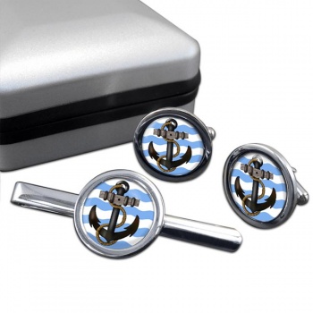 Ship's Anchor Cufflink and Tie Clip Set