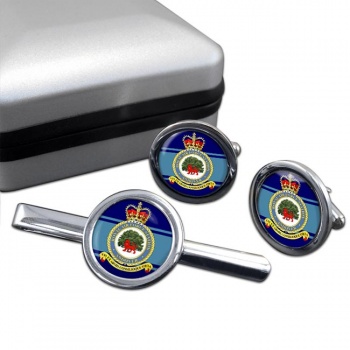 RAF Station Andover Round Cufflink RAF Station And Tie Clip Set