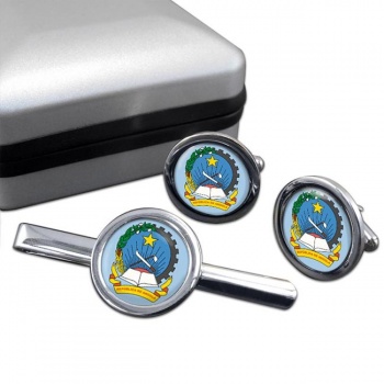 Angola Round Cufflink and Tie Clip Set