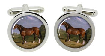A Clydesdale Stallion by Herring Cufflinks in Chrome Box