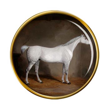 A Grey Horse in a Stable by William Burraud Pin Badge