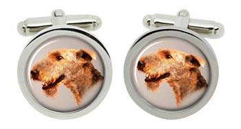 Airedale Terrier Cufflinks in Chrome Box