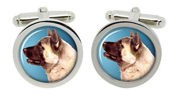 Akita Dog Cufflinks in Chrome Box