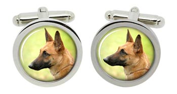 Belgian Shepherd Dog (Malinois) Cufflinks in Chrome Box