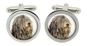 Bergamasco Shepherd Dog Cufflinks in Chrome Box