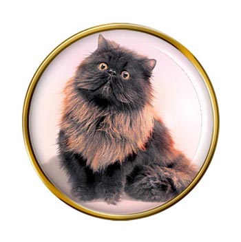 Black Persian Cat Pin Badge