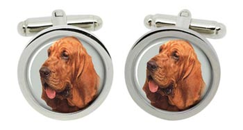Bloodhound Cufflinks in Chrome Box