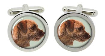 Border Terrier Cufflinks in Chrome Box