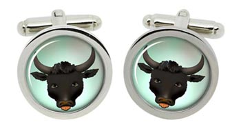 Bull's Head Cufflinks in Chrome Box