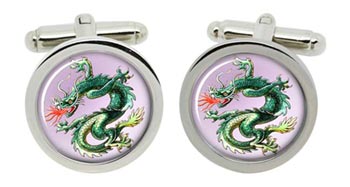 Chinese Fire Dragon Cufflinks in Chrome Box