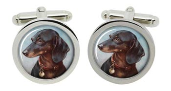 Dachshund by Carl Reichert Cufflinks in Chrome Box