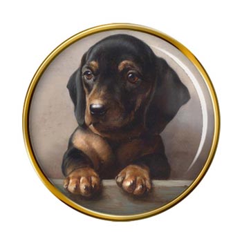 Dachshund pup by Carl Reichert Pin Badge