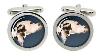 Dalmatian Dog Cufflinks in Chrome Box