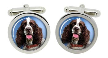 English Springer Spaniel Cufflinks in Chrome Box