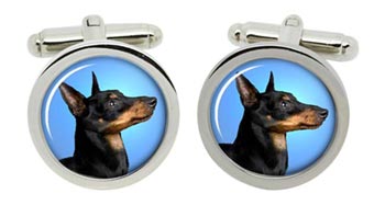 English Toy Terrier (Black & Tan) Cufflinks in Chrome Box