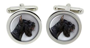 Giant Schnauzer Cufflinks in Chrome Box