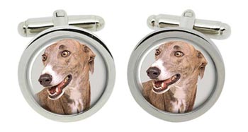 Greyhound Cufflinks in Chrome Box