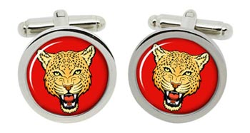 Heraldic Leopard's Head Cufflinks in Chrome Box