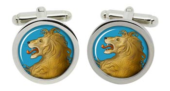 Heraldic Lion's Head Cufflinks in Chrome Box