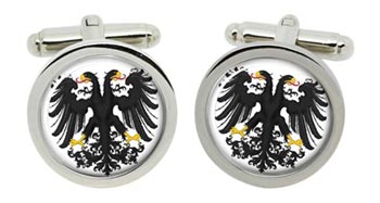 Imperial Two Headed Eagle Cufflinks in Chrome Box