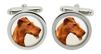 Irish Terrier Cufflinks in Chrome Box