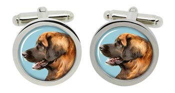 Leonberger Dog Cufflinks in Chrome Box