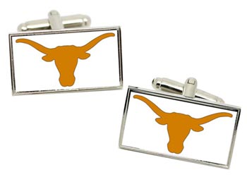 Texas Longhorn Rectangle Cufflinks in Chrome Box