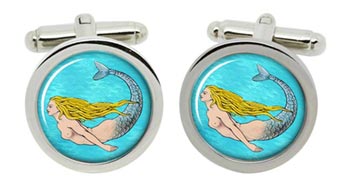 Mermaid Swimming Cufflinks in Chrome Box