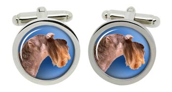 Miniature Schnauzer Cufflinks in Chrome Box