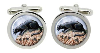 Panther Cufflinks in Chrome Box