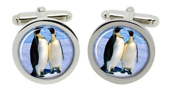 Penguin Cufflinks in Chrome Box