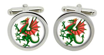 Rampant Dragon Cufflinks in Chrome Box