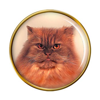Red Tabby Persian Cat Pin Badge