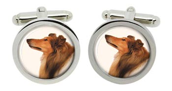 Rough Collie Cufflinks in Chrome Box