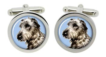 Scottish Deerhound Cufflinks in Chrome Box