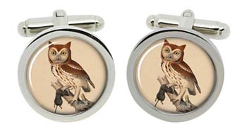 Screech Owl - Red Owl Cufflinks in Chrome Box
