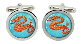 Sea Serpent Cufflinks in Chrome Box