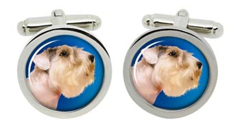 Sealyham Terrier Cufflinks in Chrome Box