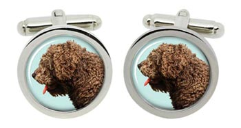 Spanish Water Dog Cufflinks in Chrome Box