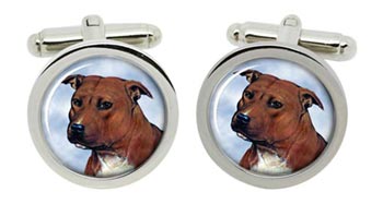 Staffordshire Bull Terrier Cufflinks in Chrome Box