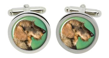 Standard Dachshund Cufflinks in Chrome Box