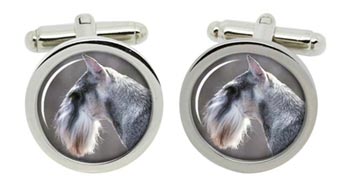 Standard Schnauzer Cufflinks in Chrome Box