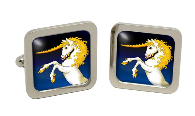 Unicorn Square Cufflinks in Chrome Box