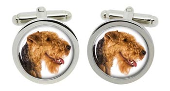 Welsh Terrier Cufflinks in Chrome Box