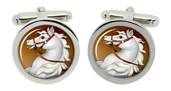 White Horse Cufflinks in Chrome Box